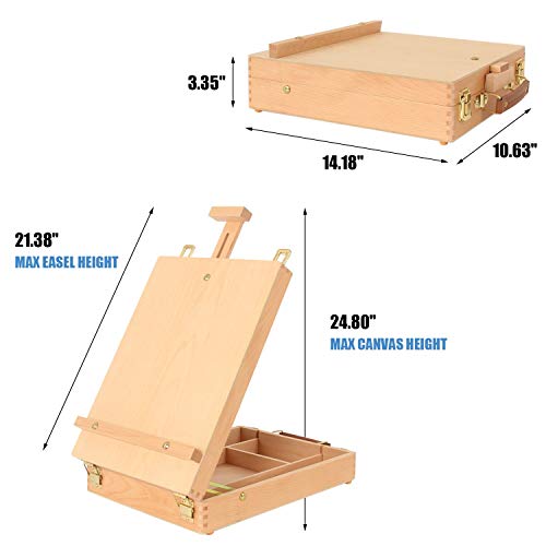 Art Supplies Box Easel Sketchbox Painting Storage Box, Adjust Wood Tabletop Easel for Drawing & Sketching Student (Painting Easel Box) Kuyal
