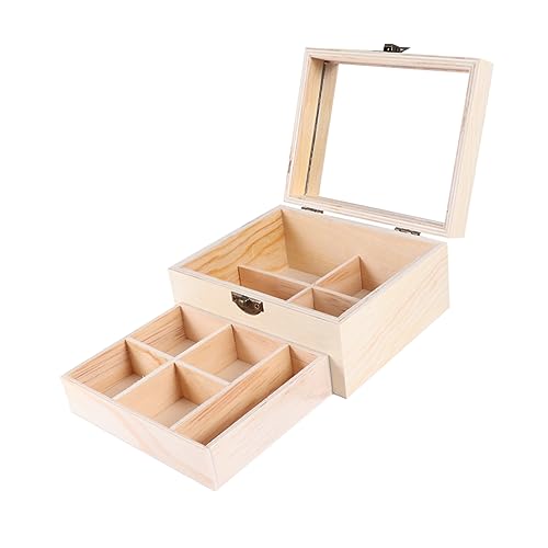 LIFKOME 3 pcs wooden jewelry box handmade jewelry box hand jewelry wood crafts unfinished wood treasure chest unfinished drawer case Wooden Dresser LIFKOME