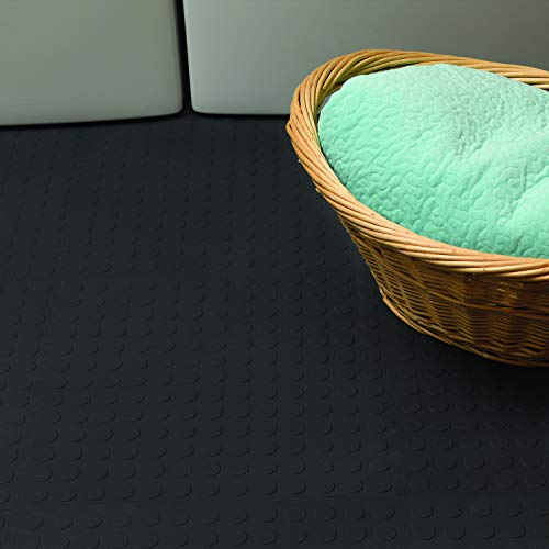 VersaTex Garage Floor 18 x 18 inch Square Rubber Raised Coin Interlocking Floor Tiles for Home Gym, Garage Flooring, Trade Show Flooring, Basement VERSATEX