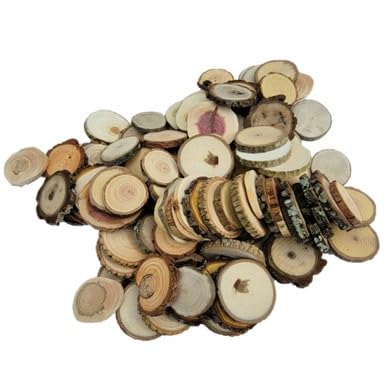 Wood Slice Variety Pack, 1" - 3", Qty of 50 - Live Edge Walnut, Red Cedar, Maple, Oak, Coasters, Craft Wood, Wood Burning, Epoxy Resin Projects, SHUIKU