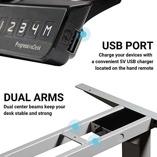 Standing Desk Corner Frame. Adjustable Height and Width Legs with Triple Electric Motors for Home Office L Shaped Desk FLT-05 Black PROGRESSIVE AUTOMATIONS