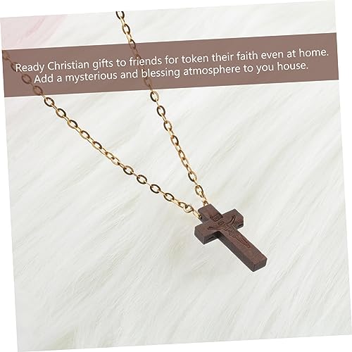 TEHAUX 300 Pcs Small Wooden Crosses Unfinished Wood Cross Rustic Wooden Cross Mini Wooden Crosses Locket for Men Pendant for Men Christian Cross Man TEHAUX