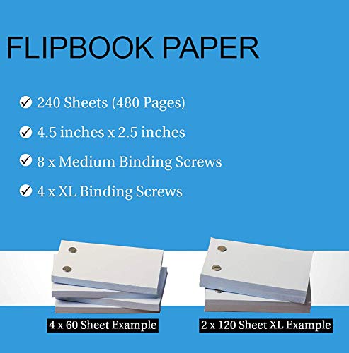 Blank Flip Book Paper with Holes - 240 Sheets (480 Pages) Flipbook Animation Paper : Works with Flip Book Kit Light Pads : for Drawing, Sketching Molcey