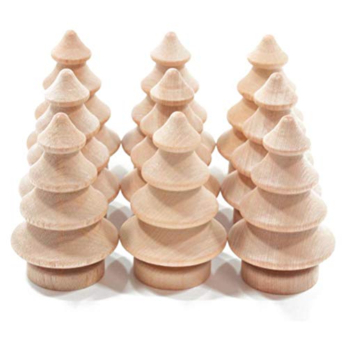 Abaodam 20 Pcs Mini Christmas Tree Wooden Unfinished Doll DIY Crafts Handmade Wood Peg Doll Home Decoration Ornament Abaodam