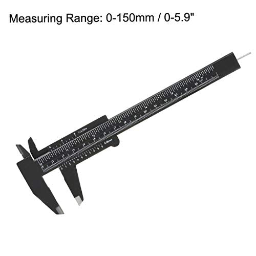 uxcell Vernier Caliper 150mm 6 Inch Metric Mini Double Scale Plastic Ruler Measuring Tool Black uxcell