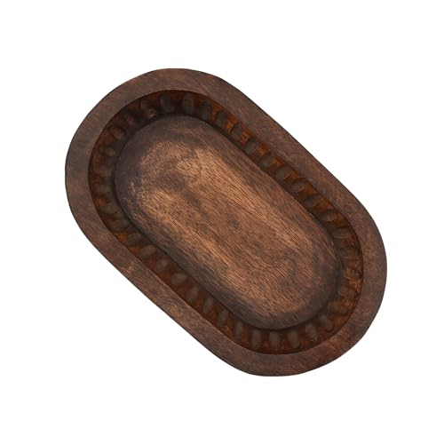 Samhita Mango Wood Decorative Bowls for Home Décor, Decorative Long Wooden Bowl for Table Centerpiece (10" x 6" x 2") Samhita