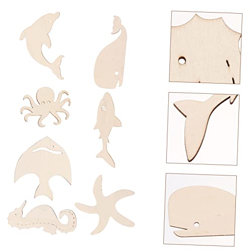CORHAD 28Pcs Doodle Marine Wood Chips Unfinished Wood Cutout Shapes Wood Seahorse Cutout Wood Nautical Cutout mariposas decorativas para pared Wood CORHAD