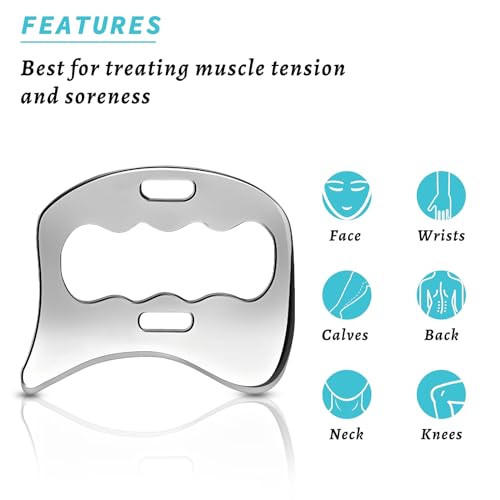 2-in-1 Stainless Steel Gua Sha Muscle Scraper Tool, Myofascial Scraping Tools for Physical Therapy, Lymphatic Drainage Massager, Soft Tissue Massage AICNLY