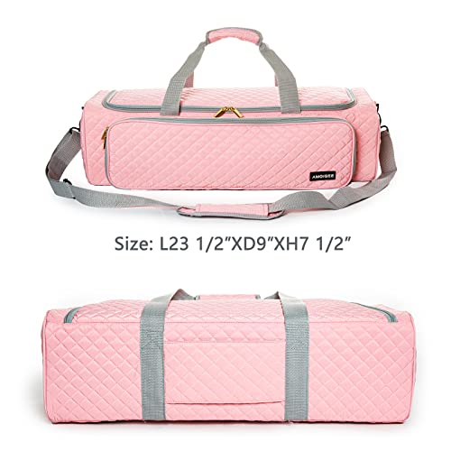 AMOIGEE Carrying Case for Cricut Explore Air 2, Cricut Maker 3, Cricut Explore 3, Pink Storage Organizer for Cricut accessories, Quilted Cricut Bag AMOIGEE