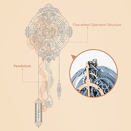 ROKR 3D Wooden Puzzles for Adults Mechanical Clock Kits-Romantic Notes Clock, DIY Clock Model Kits Brain Teaser Puzzles, DIY Crafts/Hobbies/Gifts ROKR