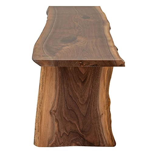 Live Edge Wooden Bench – Solid Wood Dining Bench – Rustic Home Décor Furniture – Natural Edge Wooden Slab Bench (4' Long, Walnut Wood with Clear Rustic Red Door Co.