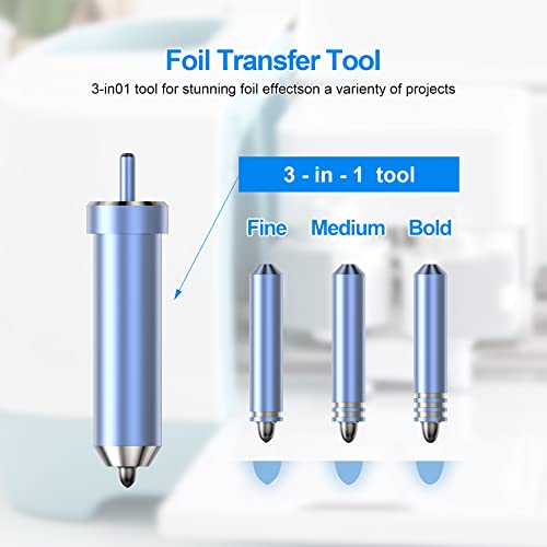 Foil Transfer Kit for Cricut Explore Air 2/Explore Air 3, 3 in 1 Foil Transfer Tool Housing and Blades for Cricut Maker/Maker 3, Including Fine, Termooan