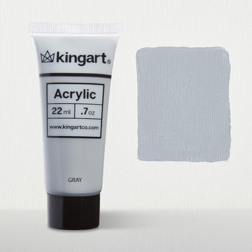 KINGART 500-144 PRO Artist Quality Gray Acrylic Paint, 22ml (0.74oz) Tubes, 3 Pack - Set (66ml Total), Gray KINGART
