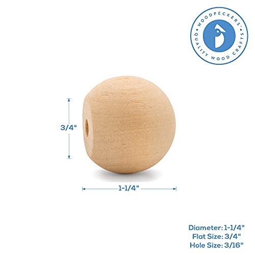 Unfinished Wood Ball Knobs 1-1/4 inch for Kitchen Cabinet Knobs, Drawer Knobs, Dresser Knobs and Crafts, Pack of 25, by Woodpeckers Woodpeckers