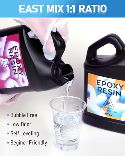 INCLY 1 Gallon Crystal Clear Epoxy Resin Kit, Bubbles Free & No Yellowing Resin Supplies Coating Casting Resin for Jewelry Making, DIY Art Crafts, INCLY