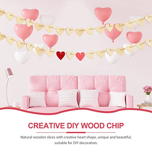 Abaodam 200PCS Wood Heart Cutouts with 10M Ropes Unfinished DIY Wooden Heart Crafts Valentine Heart Hanging Ornaments Abaodam