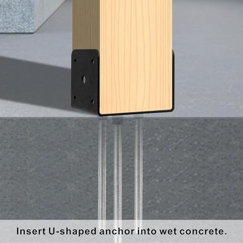 Wpbhk 4Pcs Concrete Post Anchor U Shape Fence Post Holder 4x4 Post Base Holder Ground Spike, Pergola Brackets Deck Post Base Wpbhk