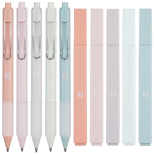 BLIEVE - Aesthetic Highlighters and Gel Pens With Soft Ink And Tip, No Bleed Dry Fast Easy to Hold, for Bible Journaling Planner Notes School Office BLIEVE