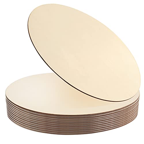 12Pcs 12 Inch Wood Circles for Crafts, Unfinished Blank Wooden Rounds Slice Wooden Cutouts for DIY Crafts, Door Hanger, Sign, Wood Buring, Painting, pojah