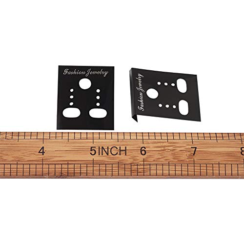Pandahall 100pcs Rectangle Plastic Earring Ear Stud Display Cards Black Jewelry Velvet 1.49x1.18 Inch PH PandaHall