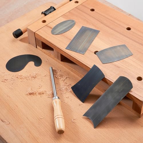 HERMIT TOOLS Cabinet Scraper Burnisher with 6 Piece Multi-Shaped Scraper Set 1 Oval 2 Double Convex/concave 1 Rectangle 1 Curved and 1 Gooseneck HERMIT TOOLS