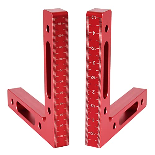 Mocoum Aluminium Alloy 90 Degree Positioning Squares 4.7" x 4.7"(12x12cm) Right Angle Clamps Woodworking Carpenter Tool Corner Clamping Square for Mocoum
