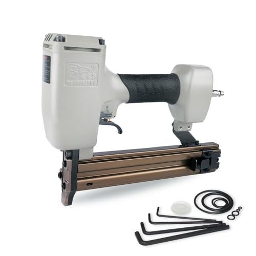 Woodpecker 14 Gauge Pneumatic Concrete Nail Gun ST38H with Safety Lock, 3/4-Inch to 1-1/2-Inch Length Air Power Concrete T Nailer Heavy Duty Concrete KAMSIN