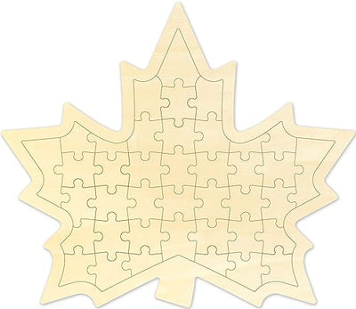 Blank Puzzle Maple Shape with 40 Pieces to Draw on, Make Your Own Fall Leaf Puzzle, Blank Wooden Jigsaw Puzzles with Puzzle Tray for Crafts & DIY,