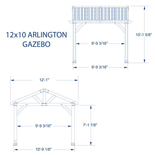 Backyard Discovery Arlington 12x10 All Cedar Gazebo, Walnut, Insulated Steel Roof, Water Resistant, Wind Resistant up to 100 MPH, Withstand 6,391 lbs Backyard Discovery