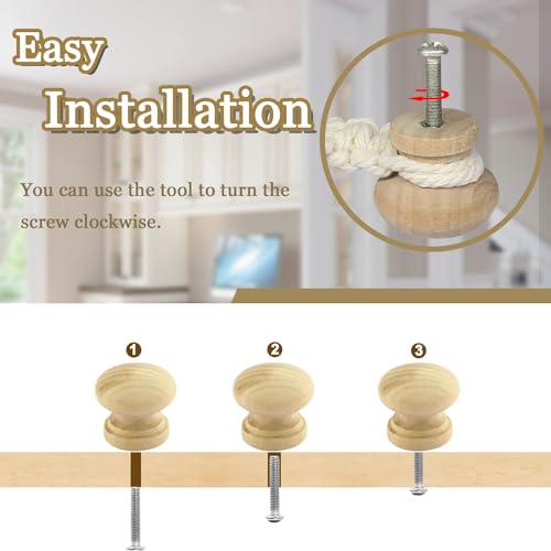 2 PCS Bohemian Style Braided Flower Rope Wooden Pulls Door Cute Flower Handle Woven Rope Decorative Dresser Knobs Kitchen Cabinet Wardrobe Cupboard YYMSEN