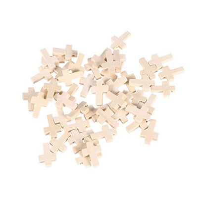 MAGICLULU 50pcs Wooden Blank Cross Pendant Unfinished Mini Wooden Cross Wooden Small Unpainted Cross Pendant DIY Jewelry Crafts Projects