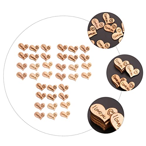 Yardenfun 200pcs Heart Shaped Wood Chips Wooden Embellishments Wood Heart Guest Book Heart Charm Unfinished Wooden Heart Cutouts Wood Discs for Yardenfun