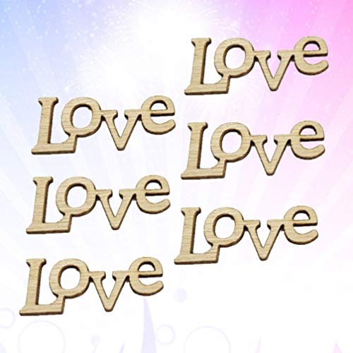 STOBOK 50pcs Wooden Love Letters Unfinished Wood Cutouts Wood Shapes Pieces Wood Discs Slices for DIY Craft Wedding Birthday Party Favors STOBOK