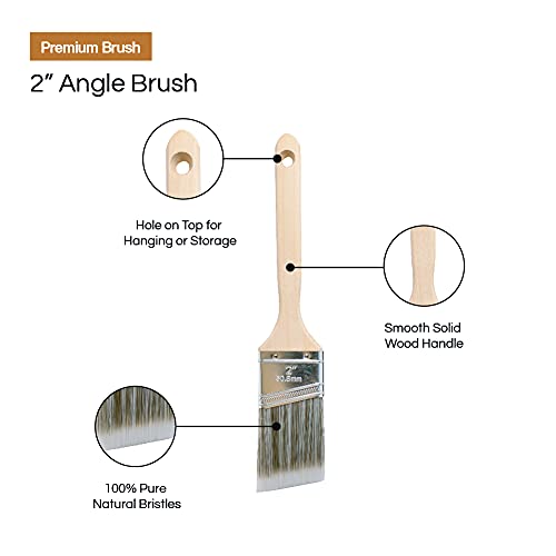 Vermeer Paint Brushes 5-Pack Angle Brushes in Assorted Sizes for All Latex and Oil Paints & Stains - Home Improvement - Interior & Exterior Use Vermeer