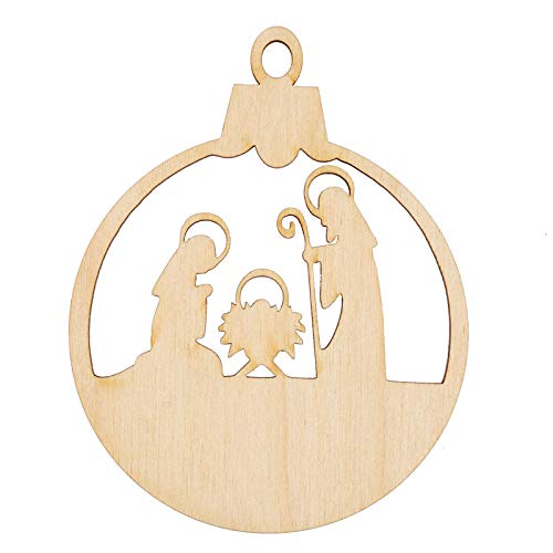 Factory Direct Craft Pack of 24 Unfinished Wood Nativity Ornament Cutouts - Christmas Nativity Wooden Shapes for Holiday Crafts and Winter Factory Direct Craft