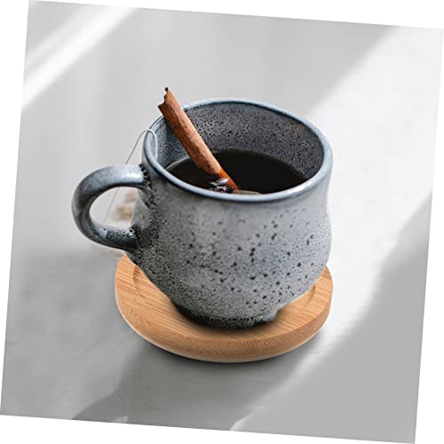 Zerodeko 6pcs Bamboo Coasters Teacup Coasters Blank Coasters Wooden Coasters for Drinks Table Top Tripod Beer Saucers Hot Drinks Pads Round Cup Mat Zerodeko