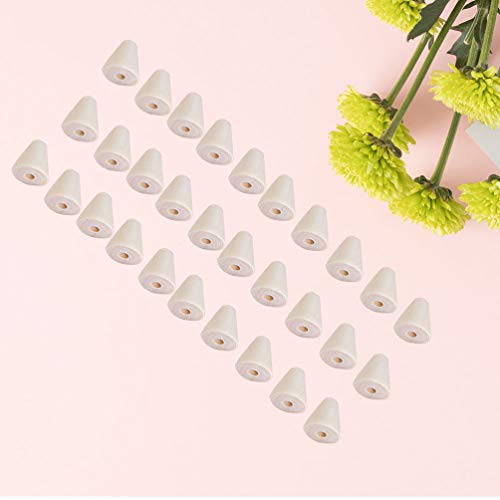 HEALLILY Natural Wood Beads Cone Shaped Beads Wooden Loose Spacer Beads for DIY Craft Handmade Jewelry Accessories 50Pcs HEALLILY