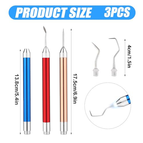 3pcs Weeding Pen for Vinyl, Craft Weeding Tool with Led Light 3 Styles Pin and Hooks Vinyl Tool Kit for DIY Paper Iron on Projects Silhouettes PEUTIER