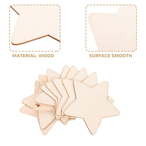BESPORTBLE 50Pcs Unfinished DIY Wood Chips, Star Shaped DIY Graffiti Slices, Wooden Crafts to Paint BESPORTBLE