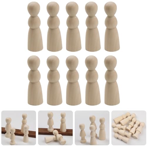 Operitacx 10pcs Unfinished Wood Peg Dolls Little Wooden Peg People Decorative Wood Doll DIY Painting Dolls for Peg People Crafts and Small World Play Operitacx