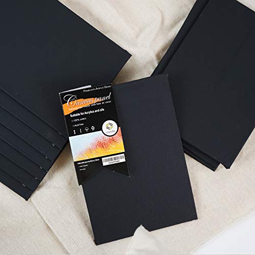 CONDA Black Canvases for Painting 9x12 inch, Pack of 14, 100% Cotton Acid-Free, 8 oz Gesso-Primed, Canvas Panels, Art Boards for Oil & Acrylic conda