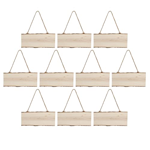 10pcs Unfinished Hanging Wood Signs, Blank Wood Sign Wood Plaque with Ropes for DIY Craft, Painting Writing HERCHR