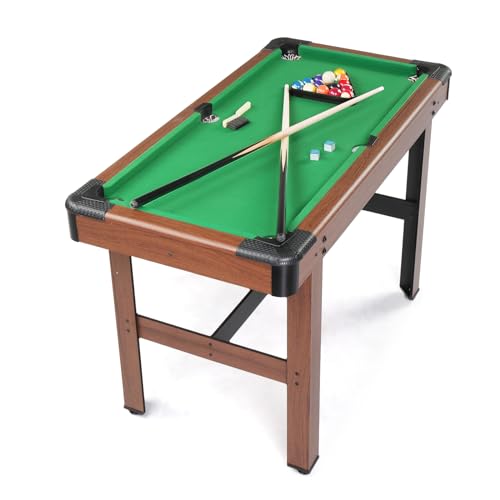 PEXMOR 48" Pool Table, Billiard Game Table for Kids and Adults, Mini Pool Table Set Indoor & Outdoor for Game Room Family with Balls, Cues, Chalk, PEXMOR