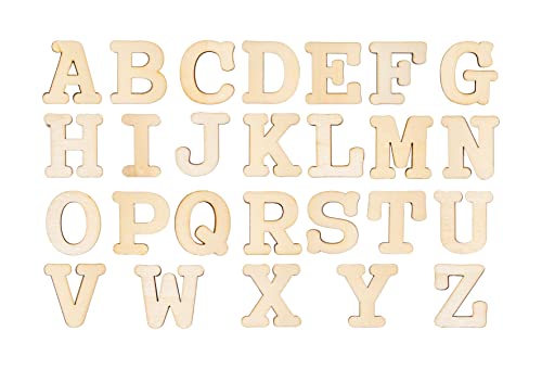 3 Inch 174 Pieces Unfinished Wood Letters Crafts Unpainted Wooden Alphabet Letters for Sign Wall Decor Homemade(with Extras) Cregugua