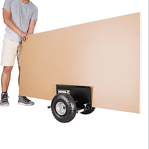 Drywall Cart - Lumber, Wood Paneling, and Plywood Carrier Holds up to 600lbs - Door Dolly with 10-inch Inflatable Wheels by Pentagon Tools (Black) PENTAGON TOOLS