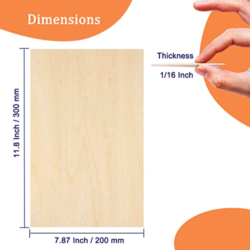 LINSHRY Basswood Sheets 1/16, 5 Pcs 12x8 Inch Thin Plywood Wood Sheets for Architecture Model, Engraving, Creative Painting or School DIY Projects LINSHRY