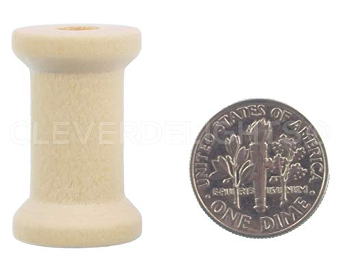 CleverDelights 1" x 5/8" Wood Spools - 50 Pack - 1 Inch Craft Spools CleverDelights