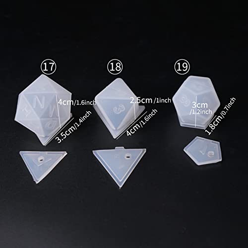 Resin Dice Molds Epoxy Casting Kit Set Number Resin Casting Standard Game Dice Square Triangle Dice Mold Polyhedral Game Dice Molds DIY Epoxy Resin Eforcase