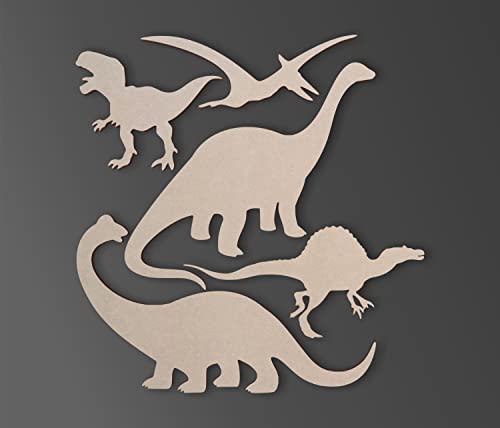 Wooden Dinosaurs for Kids Rooms Cutout (5 Pack) - Cutout, Home Decor, Unfinished and Available from 12 to 36 Inches Jess and Jessica