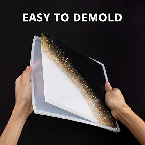 4 Pieces Large Tray Resin Molds, Gartful Silicone Jewelry Tray Molds, Geode Agate Platter Mold for Making Faux Agate Tray, Serving Board, Coaster, Gartful